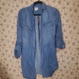 Chicos long denim button up